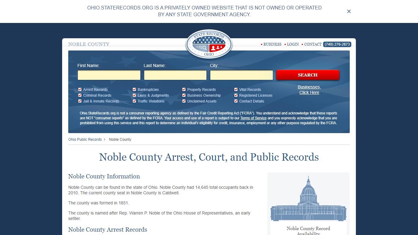 Noble County Arrest, Court, and Public Records